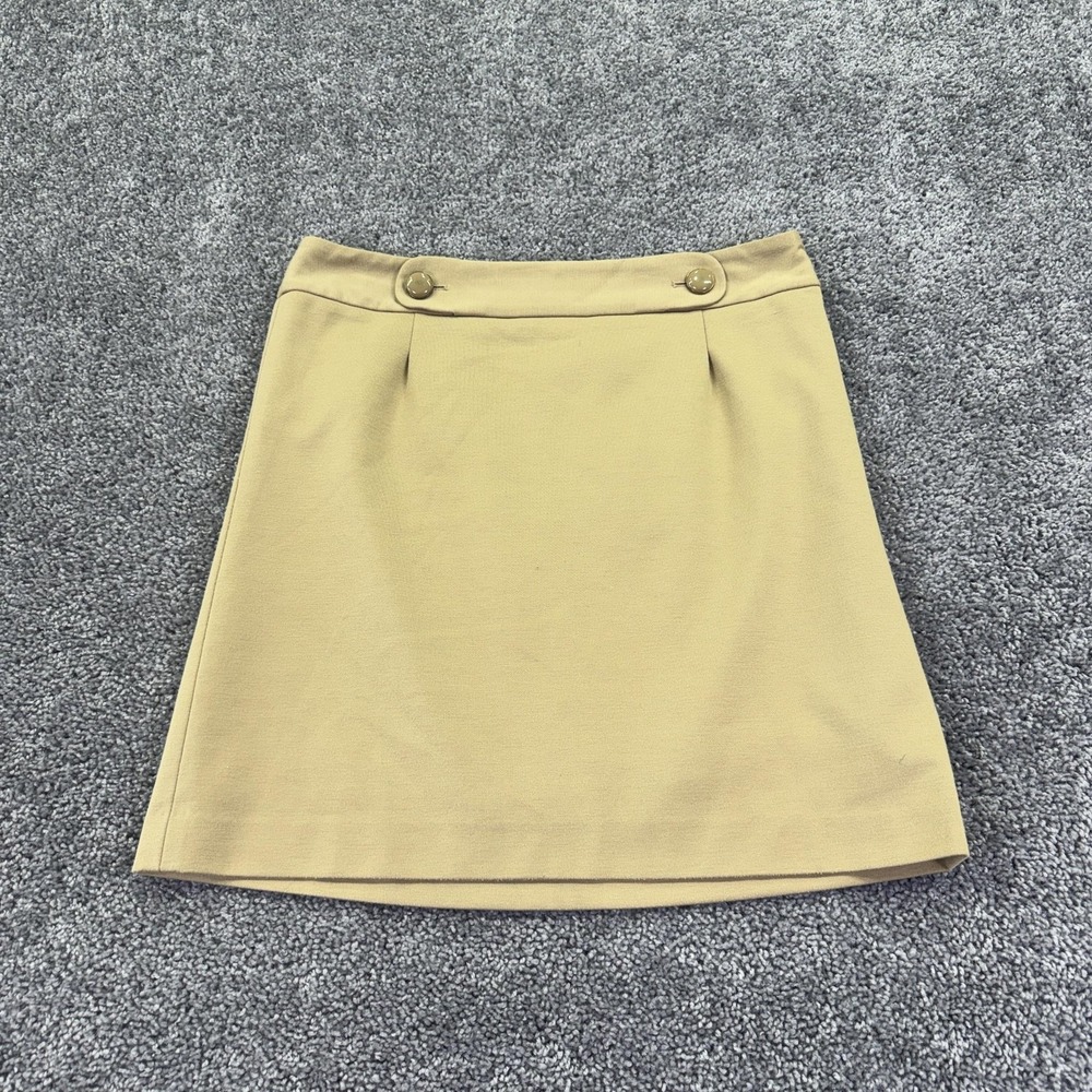Ann Taylor LOFT Skirt Womens 8 Beige Pencil Twill Button Lined Workwear Short